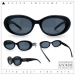 Womens Mod Fashion Round Oval Classy Beveled Frame Plastic Sunglasses