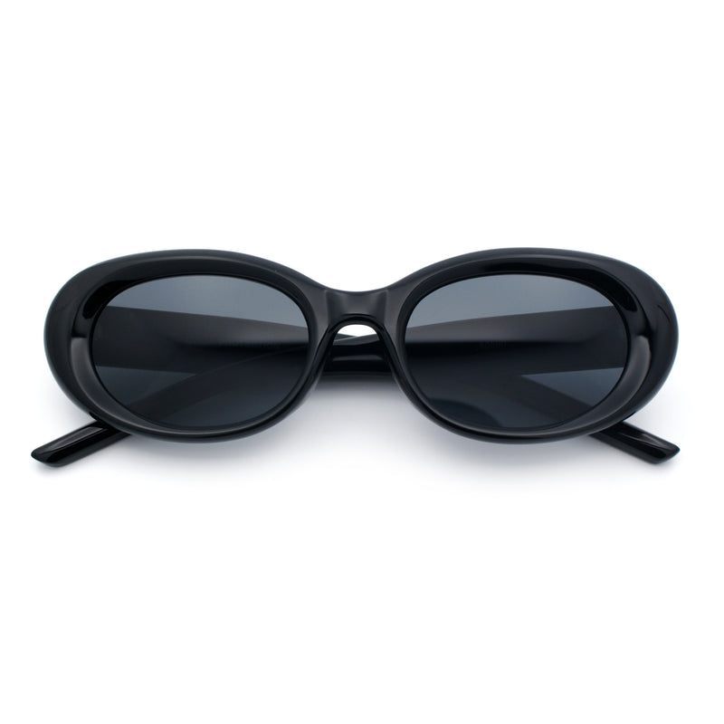 Womens Mod Fashion Round Oval Classy Beveled Frame Plastic Sunglasses