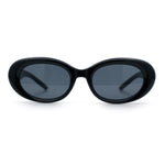 Womens Mod Fashion Round Oval Classy Beveled Frame Plastic Sunglasses