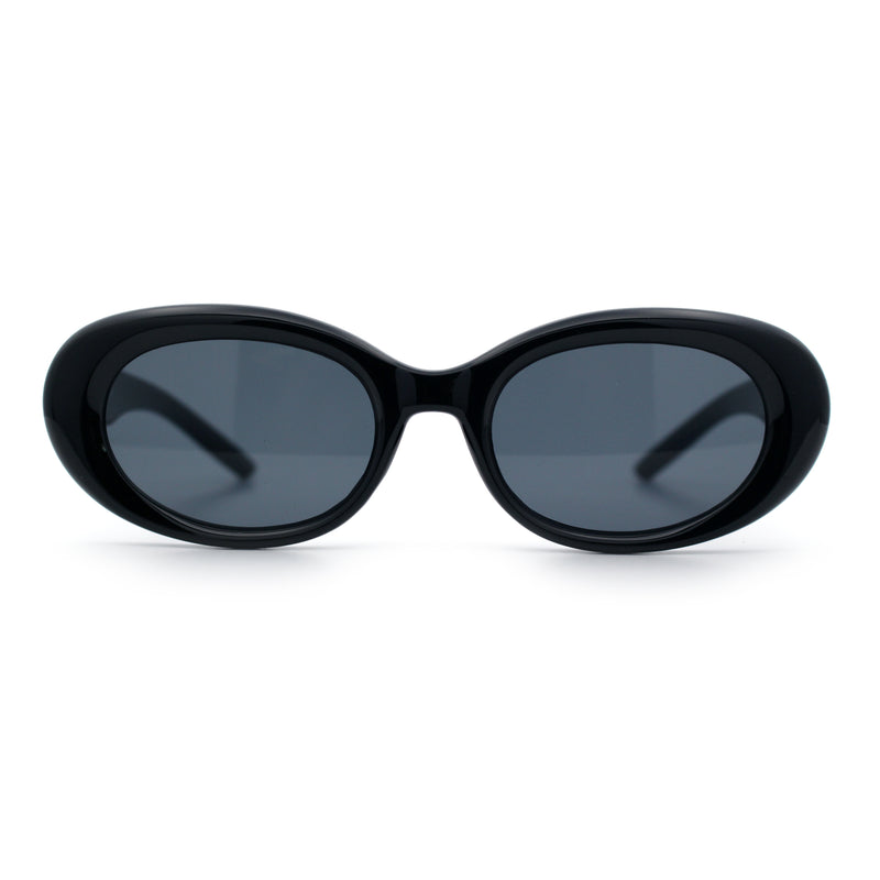 Womens Mod Fashion Round Oval Classy Beveled Frame Plastic Sunglasses