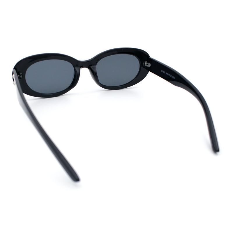 Womens Mod Fashion Round Oval Classy Beveled Frame Plastic Sunglasses