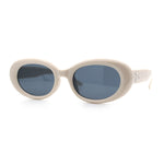 Womens Mod Fashion Round Oval Classy Beveled Frame Plastic Sunglasses