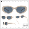 Womens Mod Fashion Round Oval Classy Beveled Frame Plastic Sunglasses