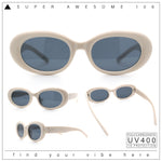 Womens Mod Fashion Round Oval Classy Beveled Frame Plastic Sunglasses