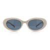 Womens Mod Fashion Round Oval Classy Beveled Frame Plastic Sunglasses