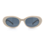 Womens Mod Fashion Round Oval Classy Beveled Frame Plastic Sunglasses