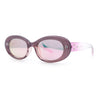 Womens Mod Fashion Round Oval Classy Beveled Frame Plastic Sunglasses