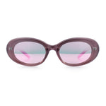 Womens Mod Fashion Round Oval Classy Beveled Frame Plastic Sunglasses