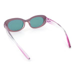 Womens Mod Fashion Round Oval Classy Beveled Frame Plastic Sunglasses