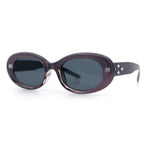 Womens Mod Fashion Round Oval Classy Beveled Frame Plastic Sunglasses