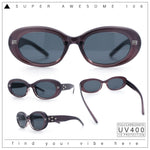 Womens Mod Fashion Round Oval Classy Beveled Frame Plastic Sunglasses