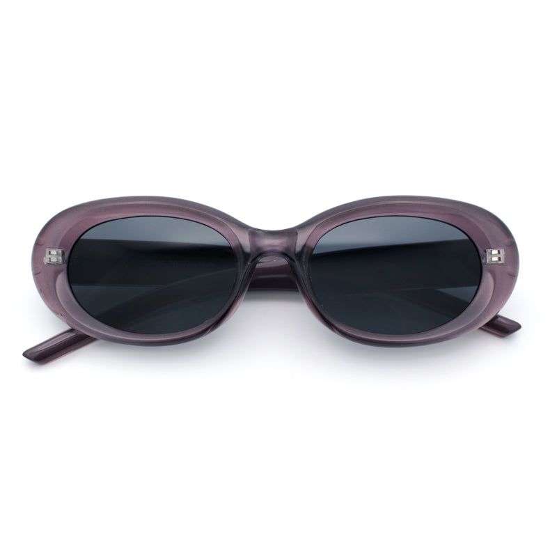 Womens Mod Fashion Round Oval Classy Beveled Frame Plastic Sunglasses