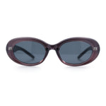 Womens Mod Fashion Round Oval Classy Beveled Frame Plastic Sunglasses