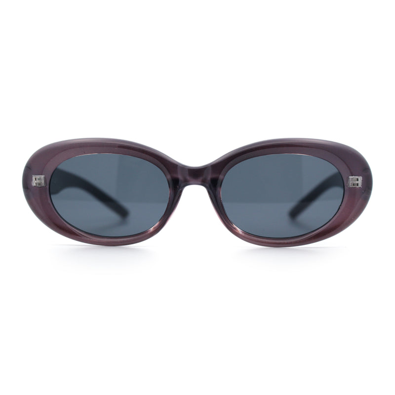 Womens Mod Fashion Round Oval Classy Beveled Frame Plastic Sunglasses