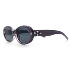 Womens Mod Fashion Round Oval Classy Beveled Frame Plastic Sunglasses