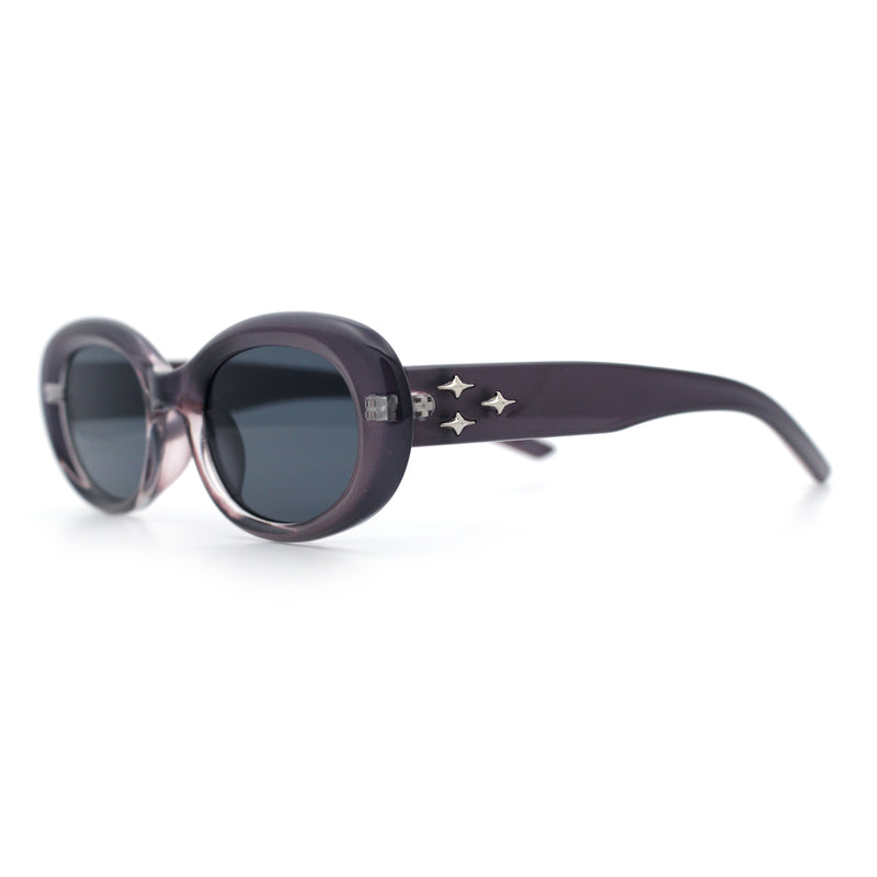 Womens Mod Fashion Round Oval Classy Beveled Frame Plastic Sunglasses