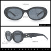 Womens Mod Fashion Round Oval Classy Beveled Frame Plastic Sunglasses