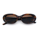 Womens Mod Fashion Round Oval Classy Beveled Frame Plastic Sunglasses