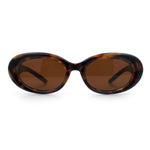 Womens Mod Fashion Round Oval Classy Beveled Frame Plastic Sunglasses