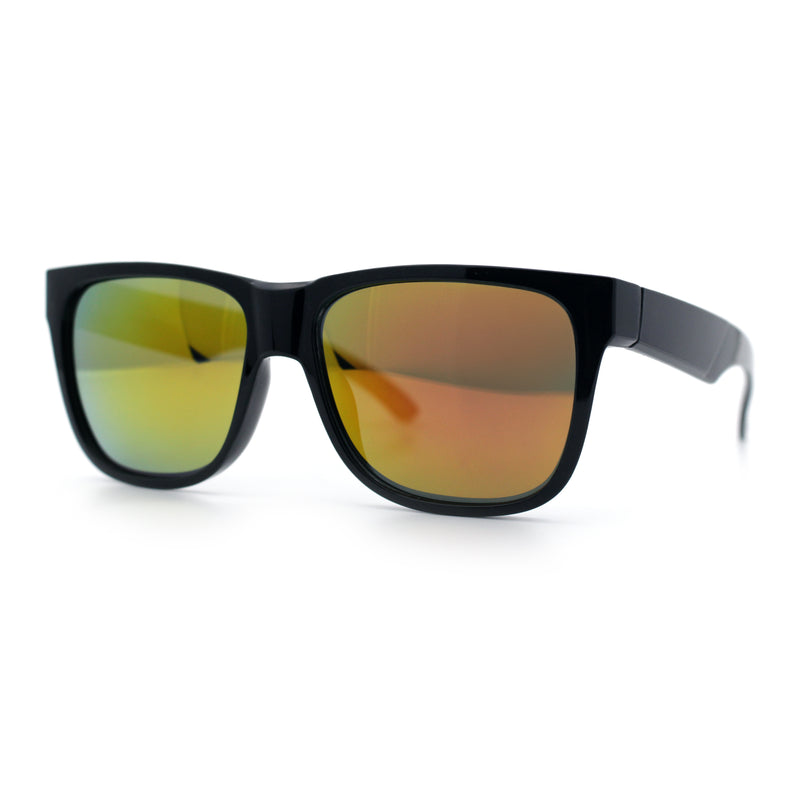 Mens Polarized Color Mirror Sport Horn Rim Plastic Rectangle Sunglasses