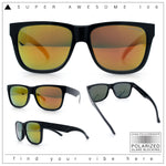 Mens Polarized Color Mirror Sport Horn Rim Plastic Rectangle Sunglasses