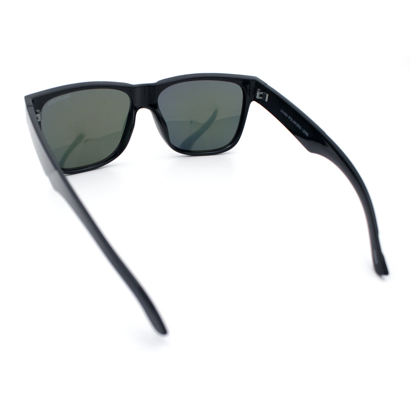 Mens Polarized Color Mirror Sport Horn Rim Plastic Rectangle Sunglasses
