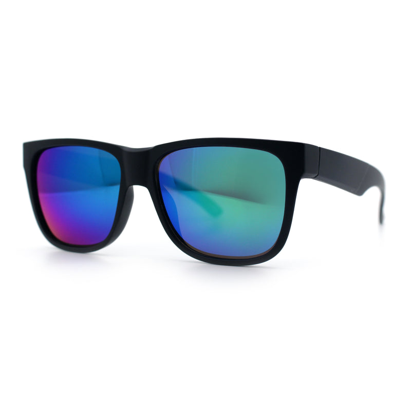 Mens Polarized Color Mirror Sport Horn Rim Plastic Rectangle Sunglasses