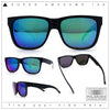Mens Polarized Color Mirror Sport Horn Rim Plastic Rectangle Sunglasses