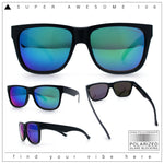Mens Polarized Color Mirror Sport Horn Rim Plastic Rectangle Sunglasses