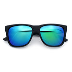 Mens Polarized Color Mirror Sport Horn Rim Plastic Rectangle Sunglasses