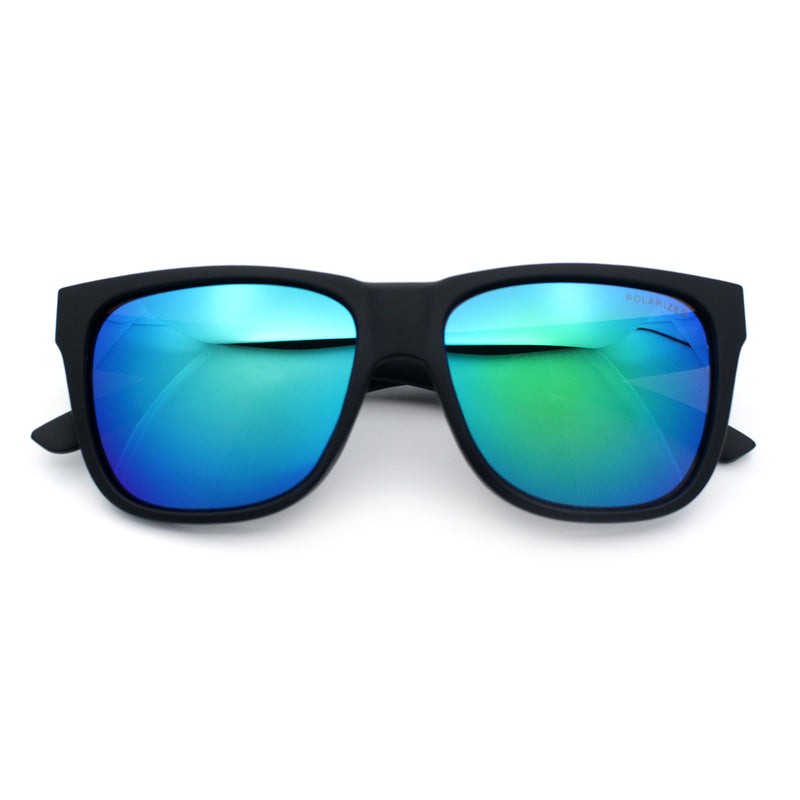 Mens Polarized Color Mirror Sport Horn Rim Plastic Rectangle Sunglasses