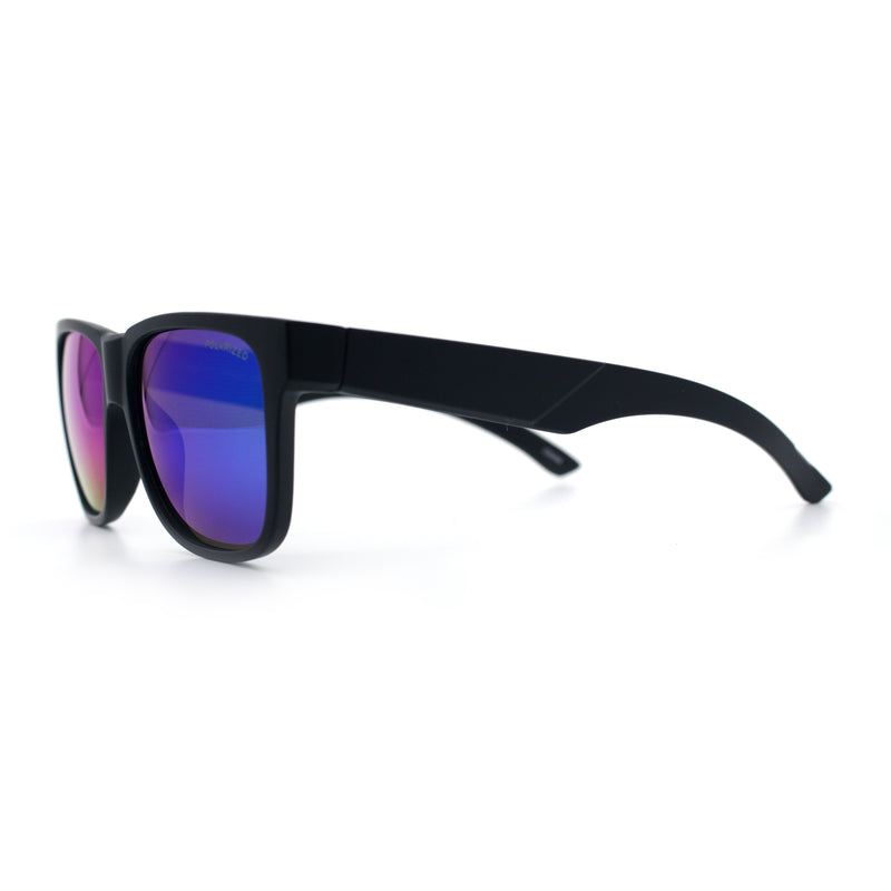 Mens Polarized Color Mirror Sport Horn Rim Plastic Rectangle Sunglasses