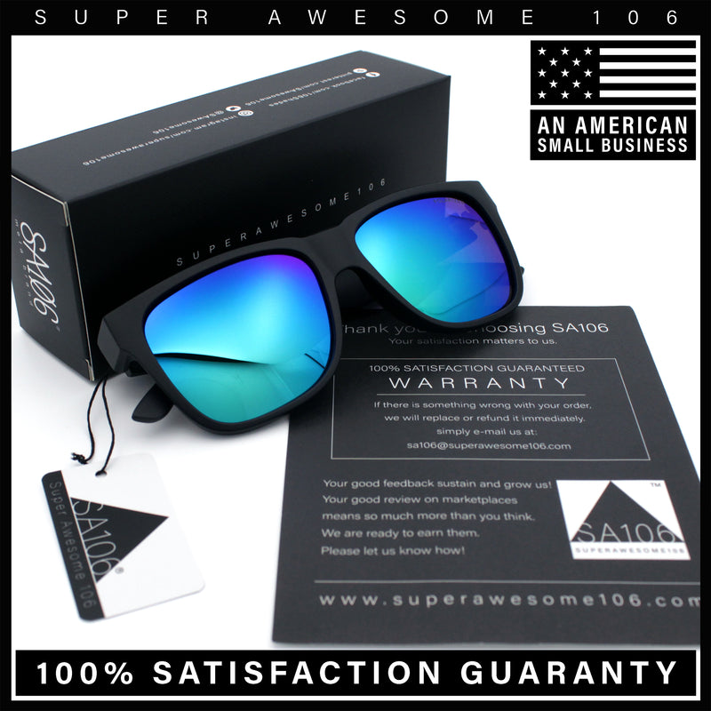 Mens Polarized Color Mirror Sport Horn Rim Plastic Rectangle Sunglasses