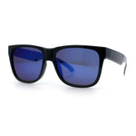 Mens Polarized Color Mirror Sport Horn Rim Plastic Rectangle Sunglasses