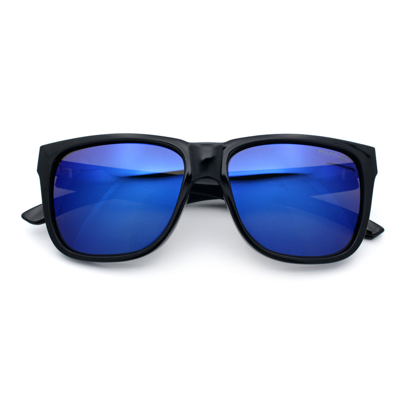 Mens Polarized Color Mirror Sport Horn Rim Plastic Rectangle Sunglasses