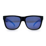 Mens Polarized Color Mirror Sport Horn Rim Plastic Rectangle Sunglasses