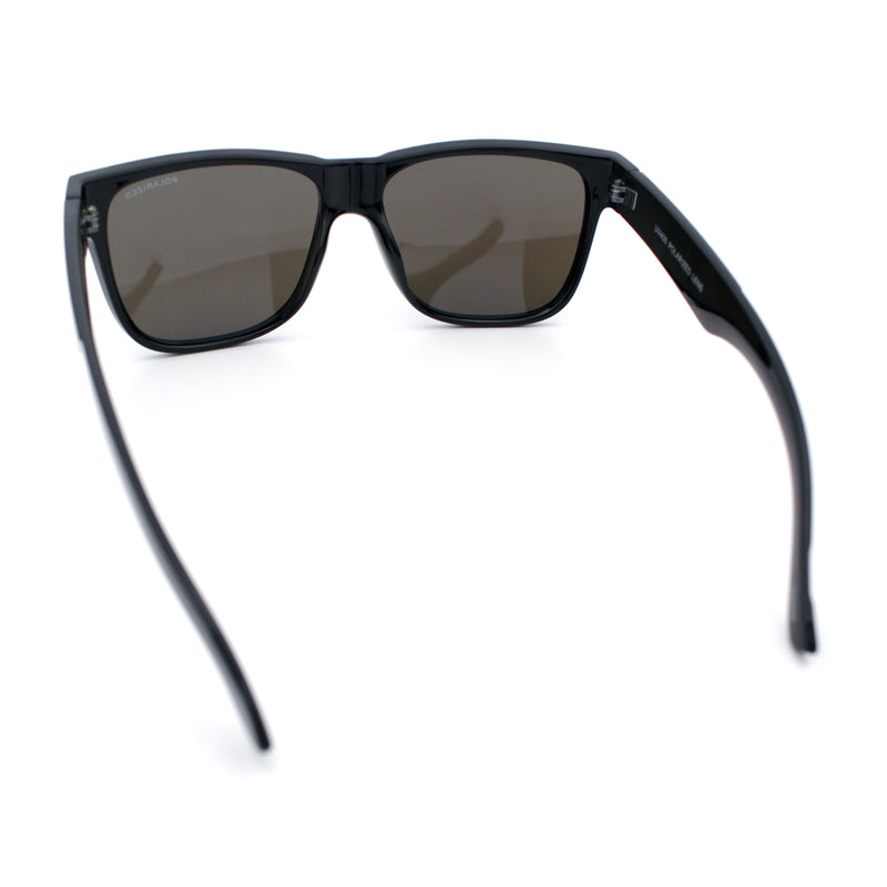 Mens Polarized Color Mirror Sport Horn Rim Plastic Rectangle Sunglasses