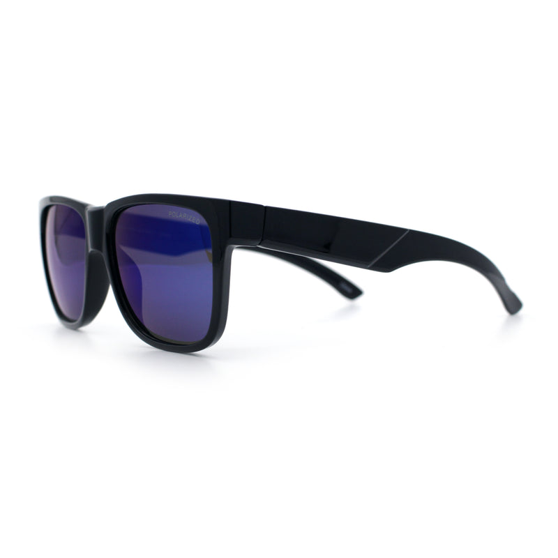 Mens Polarized Color Mirror Sport Horn Rim Plastic Rectangle Sunglasses