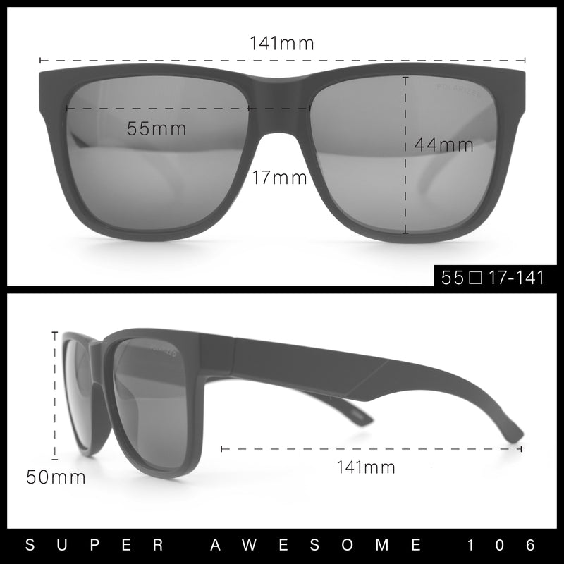 Mens Polarized Color Mirror Sport Horn Rim Plastic Rectangle Sunglasses