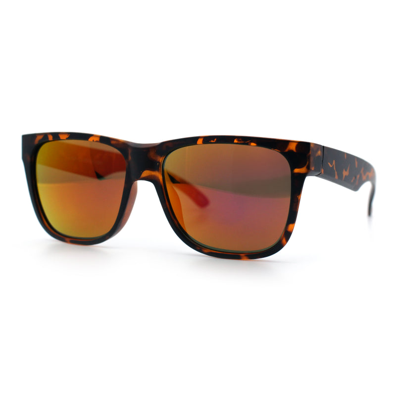 Mens Polarized Color Mirror Sport Horn Rim Plastic Rectangle Sunglasses