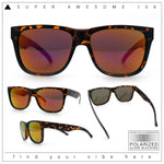 Mens Polarized Color Mirror Sport Horn Rim Plastic Rectangle Sunglasses