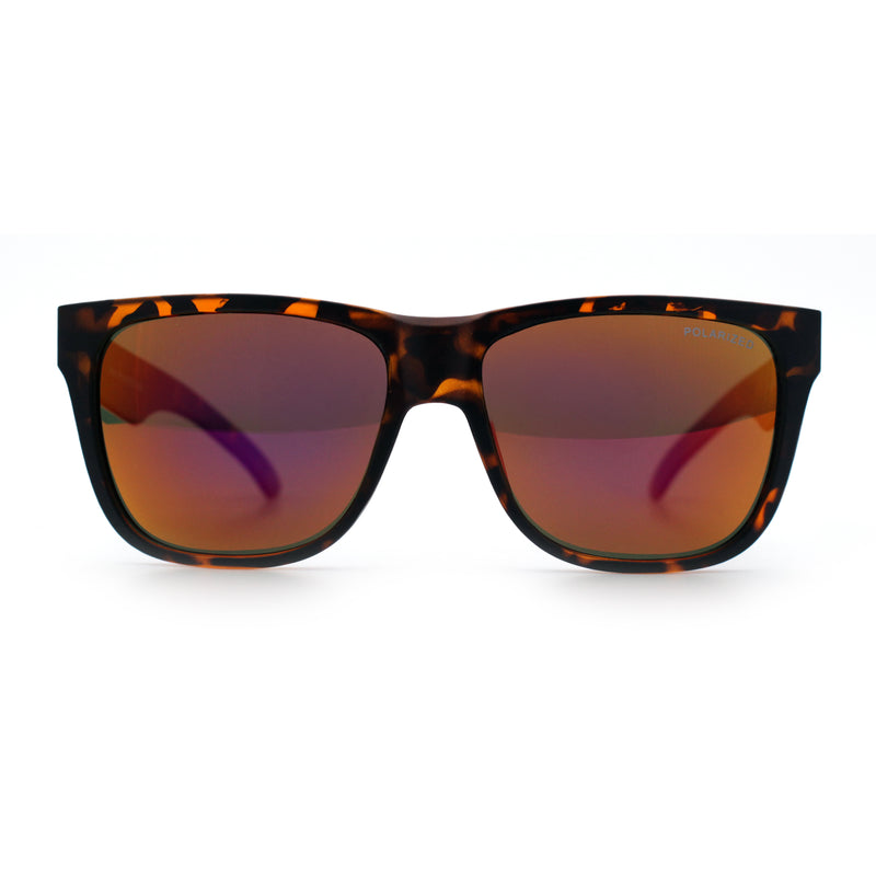 Mens Polarized Color Mirror Sport Horn Rim Plastic Rectangle Sunglasses