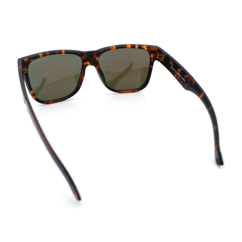 Mens Polarized Color Mirror Sport Horn Rim Plastic Rectangle Sunglasses