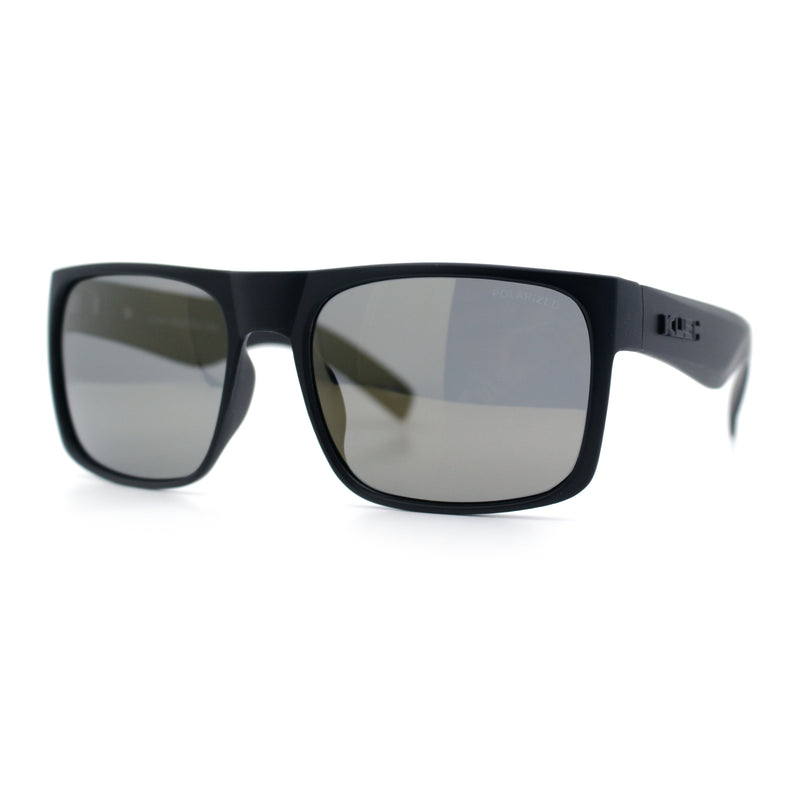 Mens Kush Polarized Mirrored Classic Sport Horn Rim Plastic Rectangle Sunglasses