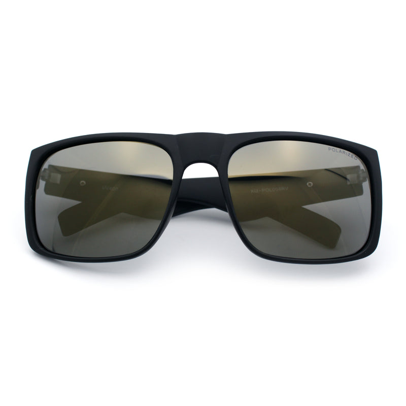 Mens Kush Polarized Mirrored Classic Sport Horn Rim Plastic Rectangle Sunglasses