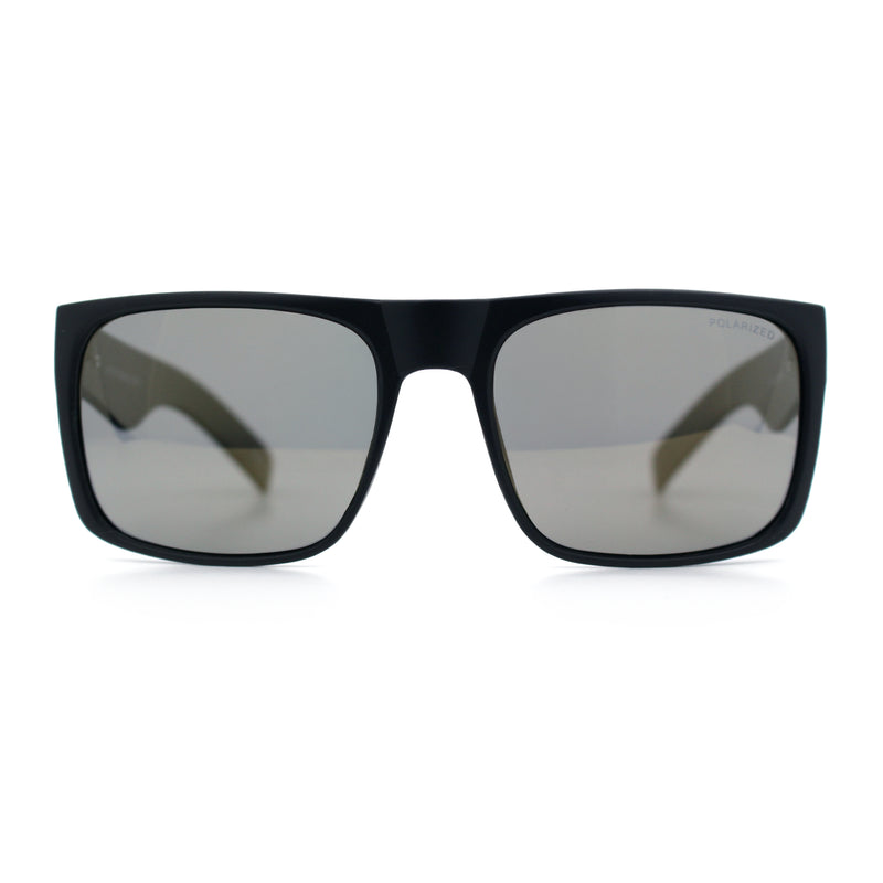 Mens Kush Polarized Mirrored Classic Sport Horn Rim Plastic Rectangle Sunglasses