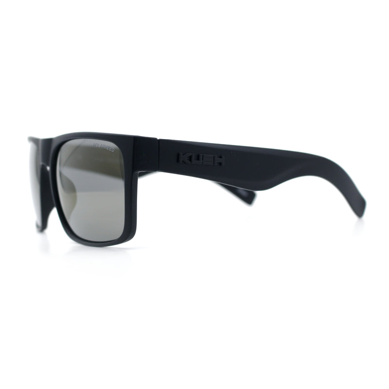 Mens Kush Polarized Mirrored Classic Sport Horn Rim Plastic Rectangle Sunglasses