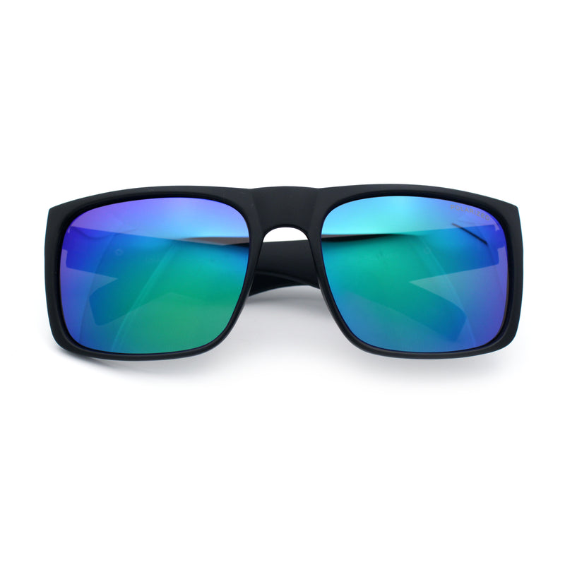 Mens Kush Polarized Mirrored Classic Sport Horn Rim Plastic Rectangle Sunglasses
