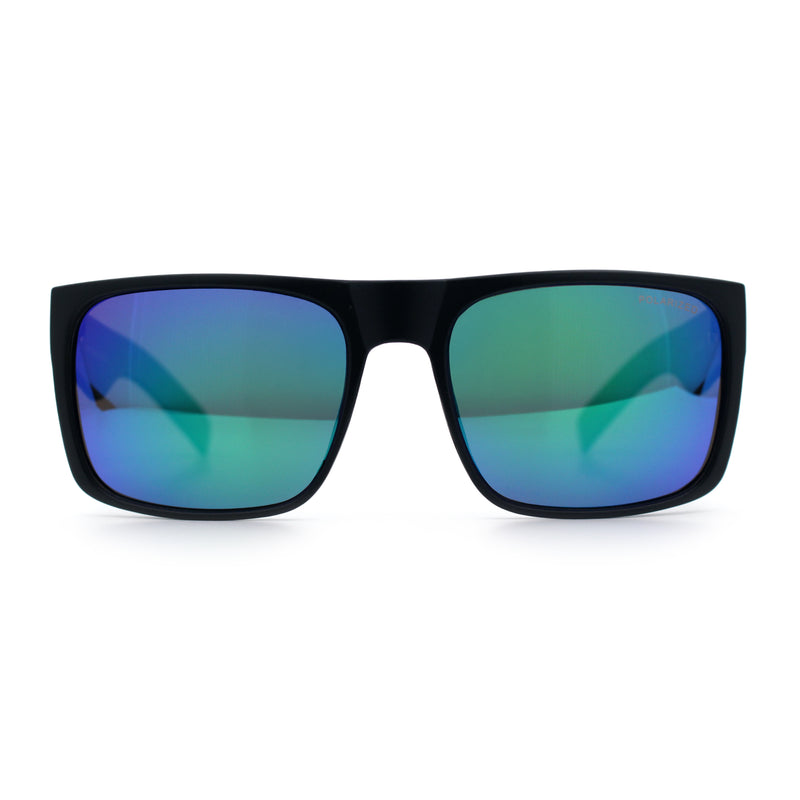 Mens Kush Polarized Mirrored Classic Sport Horn Rim Plastic Rectangle Sunglasses