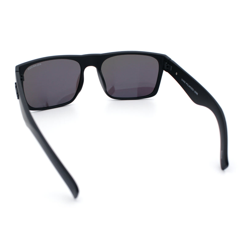 Mens Kush Polarized Mirrored Classic Sport Horn Rim Plastic Rectangle Sunglasses